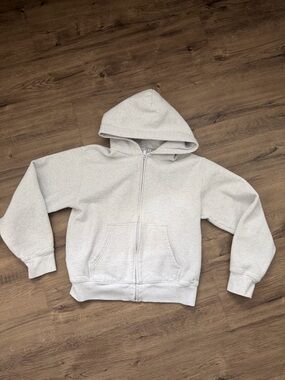 Aritzia perfect zip Heather cloud white